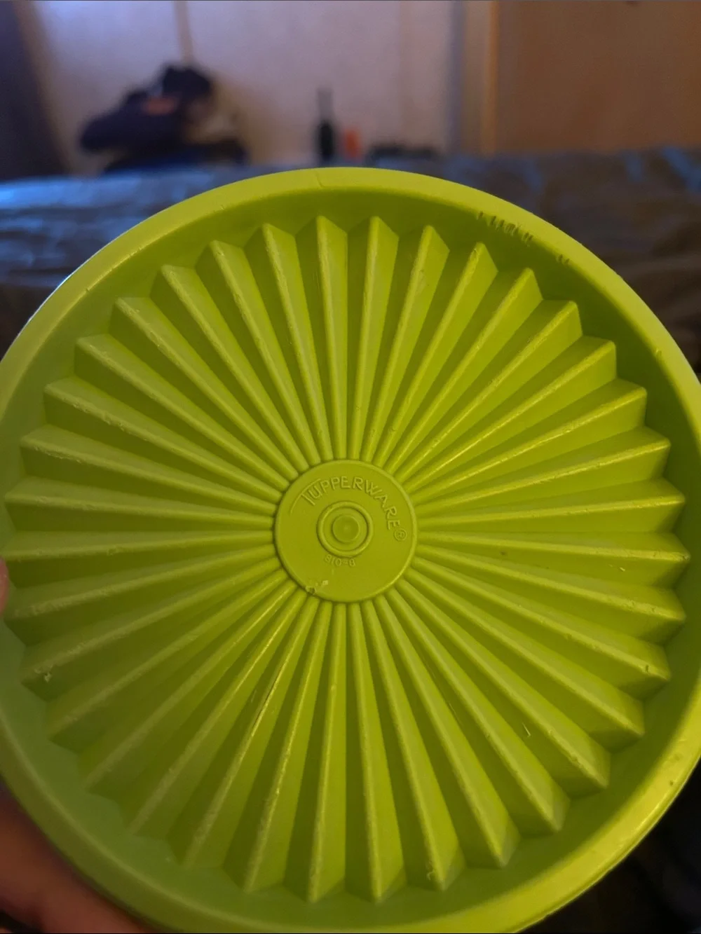 two vintage Green Decorative Plastic Container with White Motif